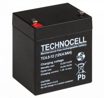 AGM TECHNOCELL TC sērijas 12V 4,5Ah akumulatorsAGM TECHNOCELL TC sērijas 12V 4,5Ah akumulators