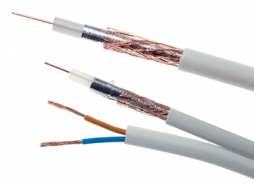 Koaksiālais kabelis ar barošanas avotu videonovērošanai WHITE K60+2x0.5mm2 ELEKTROKABEL 1mKoaksiālais kabelis ar barošanas avotu videonovērošanai WHITE K60+2x0.5mm2 ELEKTROKABEL 1m