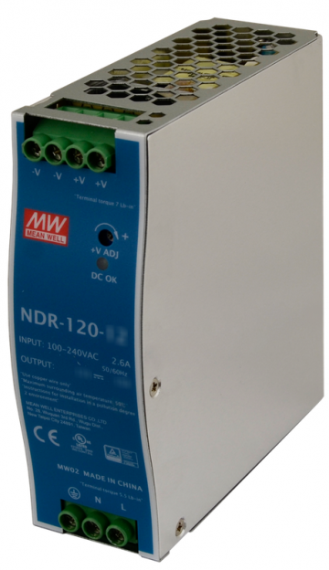 KOMUTĀCIJAS REŽĪMA BAROŠANAS AVOTS DIN RAIL MEAN WELL NDR-120-48 48V/120W/2.5A