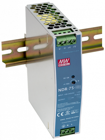 Импульсный блок питания на DIN-рейку MEAN WELL NDR-75-48 48 В/75 Вт/1,6 А Импульсный блок питания на DIN-рейку MEAN WELL NDR-75-48 48 В/75 Вт/1,6 А