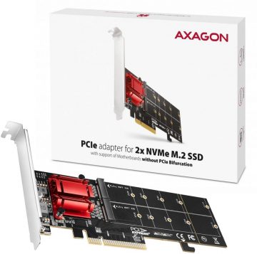 Axagon PCEM2-ND PCIe 2x NVME M.2 adapterAxagon PCEM2-ND PCIe 2x NVME M.2 adapter