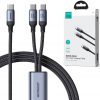 2in1 USB-C / 2x USB-C Joyroom Speedy SA21-1T2 150cm 100W pīts kabelis melns