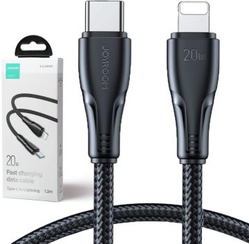 USB-C / Lightning Joyroomi kaabel S-CL020A11 120cm 20W põimitud, mustUSB-C / Lightning Joyroomi kaabel S-CL020A11 120cm 20W põimitud, must