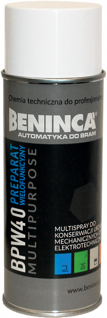 ĶĪMIJA: Beninca BPW40 400ml daudzfunkcionāls preparāts vārtiem/automātiem/dzinējiem