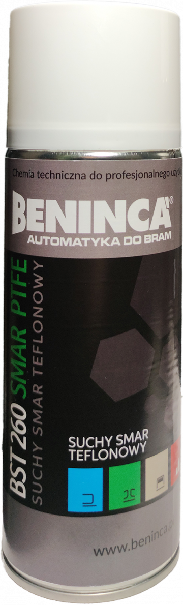 ĶĪMIJA: Beninca teflona sausā smērviela BST260 500ml vārtiem/automātiem/pārvadātājiem