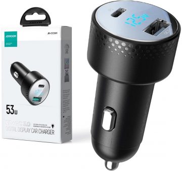 Автомобильное зарядное устройство Joyroom JR-CCD01 53 Вт 3,0 А PD 3.0 QC 3.0 1x USB-A 1x USB-C Автомобильное зарядное устройство Joyroom JR-CCD01 53 Вт 3,0 А PD 3.0 QC 3.0 1x USB-A 1x USB-C