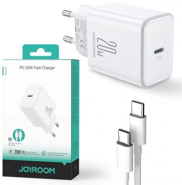 Joyroom tīkla lādētājs JR-TCF06 20W PD 3.0 QC 3.0 1x USB-C balts + kabelis
