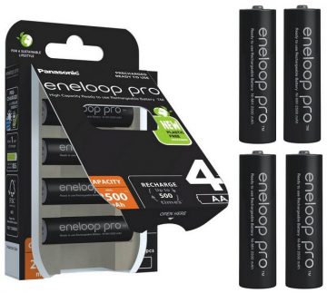 R6 / AA Panasonic Eneloop PRO 2500mAh Ni-MH BK-3HCDE/4BE uzlādējamas baterijas (blisteris ar 4 baterijām).