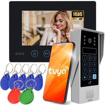 EURA VDP-90A3 DELTA VIDEODOMOFONS + melns TUYA monitors