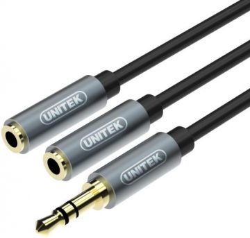 Unitek adapteris Y-C956ABK miniJack 3,5 mm (M) - 2x 3,5 mm (F)Unitek adapteris Y-C956ABK miniJack 3,5 mm (M) - 2x 3,5 mm (F)