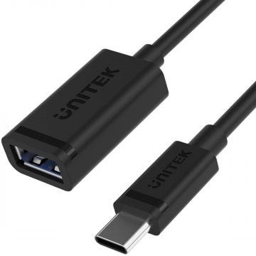 Unitek adapteris C476BK-1M USB-C (M) uz USB-A (F) 10Gbps 60WUnitek adapteris C476BK-1M USB-C (M) uz USB-A (F) 10Gbps 60W