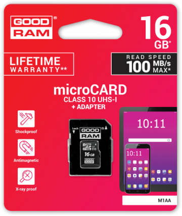 GOODRAM microSD atmiņas karte UHS-I 16GBGOODRAM microSD atmiņas karte UHS-I 16GB