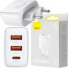 Baseus kompaktne kiirlaadija CCXJ-E02 30W 2x USB-A 1x USB-C PD 3.0 QC 3.0 VALGE