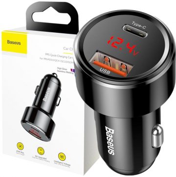 Автомобильное зарядное устройство Baseus Magic CCMLC20C-01 45 Вт 6 А 1x USB-A 1x USB-C QC 3.0 Автомобильное зарядное устройство Baseus Magic CCMLC20C-01 45 Вт 6 А 1x USB-A 1x USB-C QC 3.0