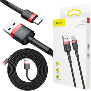 USB-A / USB-C КАБЕЛЬ Baseus Cafule CATKLF-C91 200cm 2A QC 3.0 BLACK/RED КАБЕЛЬUSB-A / USB-C КАБЕЛЬ Baseus Cafule CATKLF-C91 200cm 2A QC 3.0 BLACK/RED КАБЕЛЬ