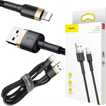USB-A / Lightning iPhone kabelis Baseus Cafule CALKLF-BV1 100cm Apple 2.4A BLACK & GOLD IN COVER USB-A / Lightning iPhone kabelis Baseus Cafule CALKLF-BV1 100cm Apple 2.4A BLACK & GOLD IN COVER