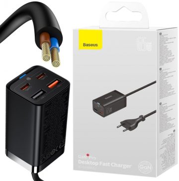 Baseus GaN 3 Pro galda lādētājs CCGP040101 65W 2x USB-A 2x USB-C PD 3.0 QC 4.0Baseus GaN 3 Pro galda lādētājs CCGP040101 65W 2x USB-A 2x USB-C PD 3.0 QC 4.0