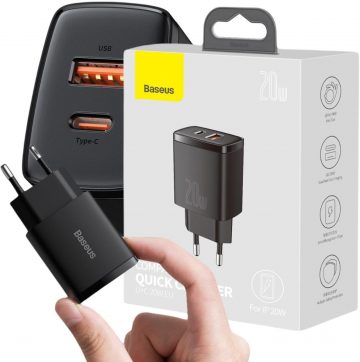 Baseuse kompaktne kiirlaadija CCXJ-B01 20W 1x USB-A 1x USB-C PD 3.0 QC 3.0 MUST