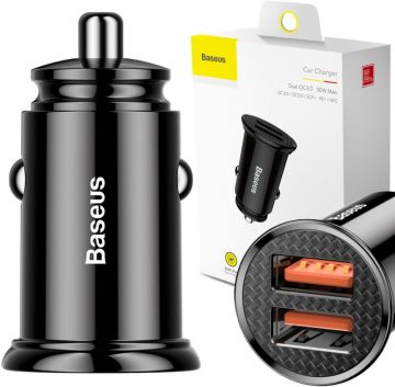 Автомобильное зарядное устройство Baseus Circular CCALL-YD01 30 Вт 5 А 2x USB-A QC 3.0 Автомобильное зарядное устройство Baseus Circular CCALL-YD01 30 Вт 5 А 2x USB-A QC 3.0