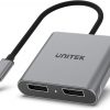 Unitek V1404A USB-C uz 2x DP 1.4 8K 60Hz adapteris