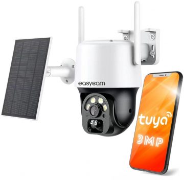 EasyCam IP PTZ kamera saules bezvadu WiFi Tuya 3MP 4x tālummaiņa EC-3PT4DL-SEasyCam IP PTZ kamera saules bezvadu WiFi Tuya 3MP 4x tālummaiņa EC-3PT4DL-S