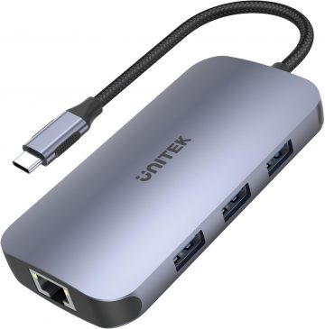 Unitek D1071A Hub N9+ USB-C HDMI, PD 100 W, kortelių skaitytuvas