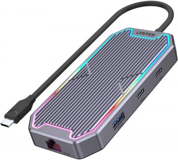 Unitek Hub USB-C HDMI RJ45 3,5 мм аудио 100 Вт 10 Гбит/с D1029AUnitek Hub USB-C HDMI RJ45 3,5 мм аудио 100 Вт 10 Гбит/с D1029A