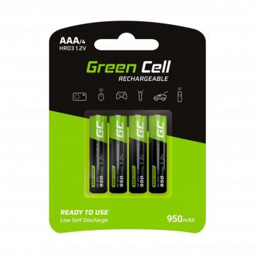 Žaliųjų elementų baterijos 4x AAA HR03 950mAh GR03