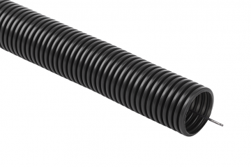 Elastīga gofrēta instalācijas caurule, PVC, UV, 320N, ar pilotu 16/12 50m