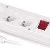 Prailginimo laidas su trimis lizdais su jungikliu 3x2p+Z 10A 5m baltas