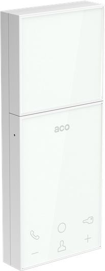 ACO UP800V digitālā brīvroku telefona UNIPHONE plakanā priekšpuse ar skārienjutīgām funkciju ikonām