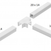 Savienotājelementi grīdlīstēm, T-veida samazinājums WHITE LOR 20x14x20 (1 gab.)