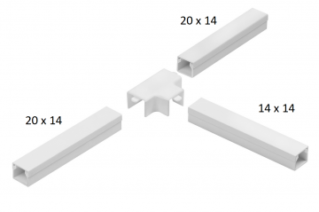 Savienotājelementi grīdlīstēm, T-veida samazinājums WHITE LOR 20x14x20 (1 gab.)Savienotājelementi grīdlīstēm, T-veida samazinājums WHITE LOR 20x14x20 (1 gab.)