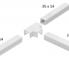 Savienotājelementi grīdlīstēm, T-veida samazinājums WHITE LOR 35x14x35 (1 gab.)