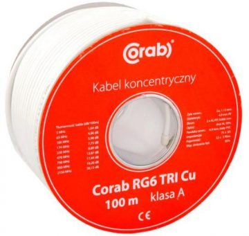 CORAB RG6 TRI Cu CONCENTRICABLE ( 100 m spole ) A klaseCORAB RG6 TRI Cu CONCENTRICABLE ( 100 m spole ) A klase