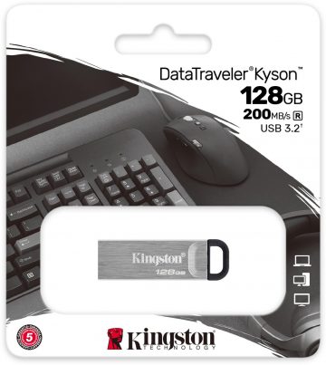 Kingston Kyson DTKN/128GB USB 3.2 Gen1 zibatmiņas disksKingston Kyson DTKN/128GB USB 3.2 Gen1 zibatmiņas disks