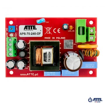 SMPS 24V 3A 72W tīkla barošanas avots ATTE APS-70-240-OFSMPS 24V 3A 72W tīkla barošanas avots ATTE APS-70-240-OF