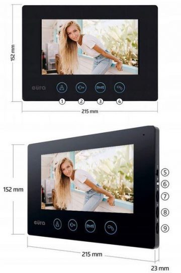 EURA VDP-90A3 DELTA VIDEODOMOFONS + melns TUYA monitors