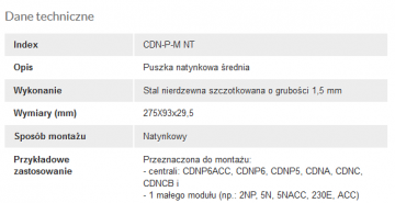 ACO CDN-P-M NT CDN vidējas virsmas rāmis ar jumtiņu, piemērots CDNP5/6, CDNC/B, CDNA.