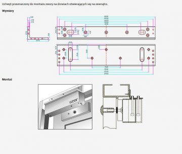 Montāžas kronšteins SCOT BK-800L2 "L" tipa ārdurvīm, kas atveras uz āru