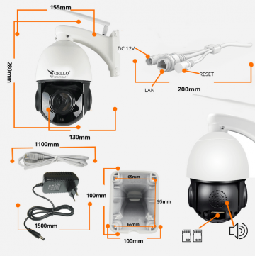 ORLLO Z18 āra 4 MP rotējošā IP kamera SIM karte