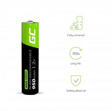 Žaliųjų elementų baterijos 4x AAA HR03 950mAh GR03