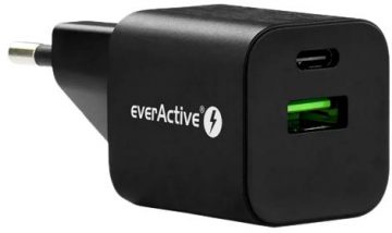 Сетевое зарядное устройство everActive GaN SC-390QB 30 Вт 1xUSB-C 1xUSB-A PD PPS