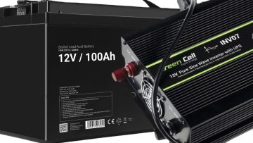 CONVERTER KIT Green Cell 12V/ 230V 300W/600W CLEAN SINUS + GreenCell 12V 100Ah AGM akumulators CONVERTER KIT Green Cell 12V/ 230V 300W/600W CLEAN SINUS + GreenCell 12V 100Ah AGM akumulators