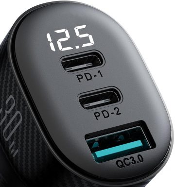 Joyroom auto lādētājs JR-CCD04 30W 4A 2x USB-C 1x USB-A PD QC 3.0