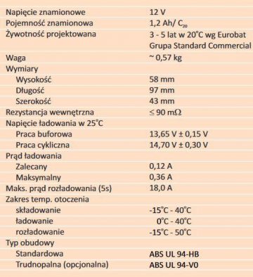 AGM ALARMTEC BP sērijas 12V 1.2Ah akumulators