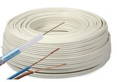 Koaksiālais kabelis ar barošanas avotu videonovērošanai WHITE K60+2x0.5mm2 ELEKTROKABEL 1m