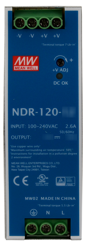 KOMUTĀCIJAS REŽĪMA BAROŠANAS AVOTS DIN RAIL MEAN WELL NDR-120-48 48V/120W/2.5A