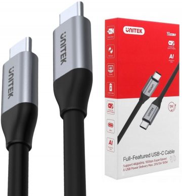 Unitek USB-C uz USB-C 10Gbps 4K 60Hz 20V/5A USB kabelis