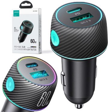 Joyroom auto lādētājs JR-CCN01 60W 3.0A PD 3.0 QC 3.0 1x USB-A 1x USB-C Joyroom auto lādētājs JR-CCN01 60W 3.0A PD 3.0 QC 3.0 1x USB-A 1x USB-C